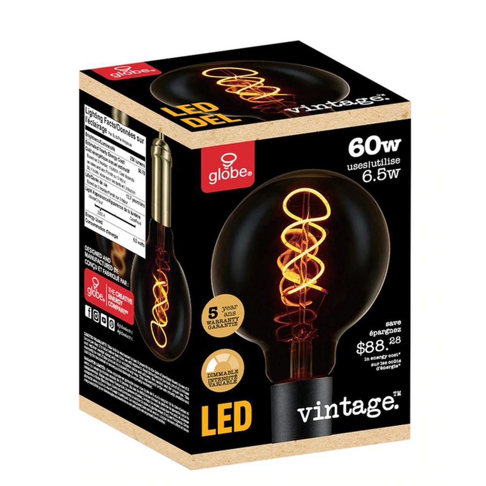 Ampoule DEL Vintage G30 6.5W Verre ambré