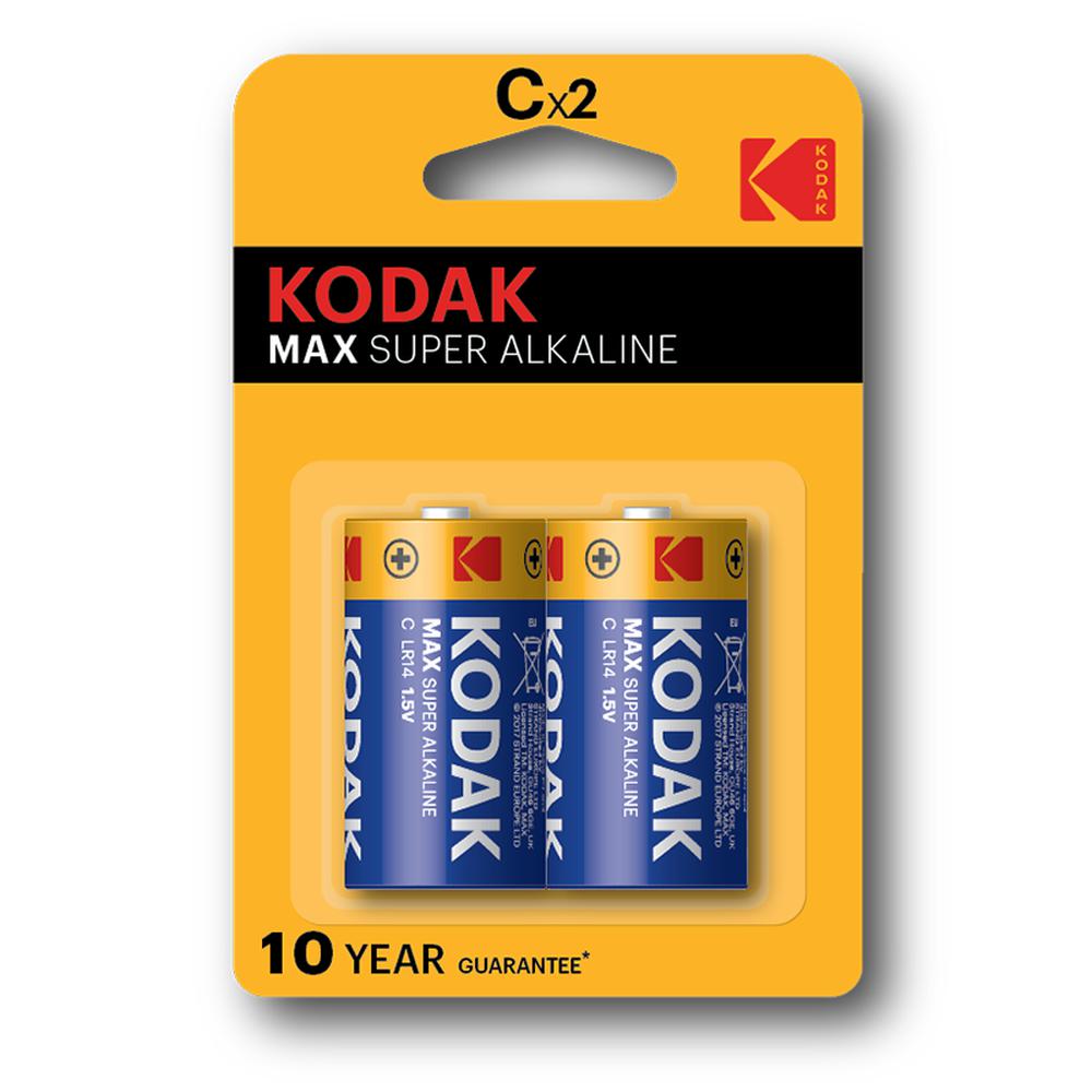 Piles Alcalines C Kodak Max Super - 2/pqt