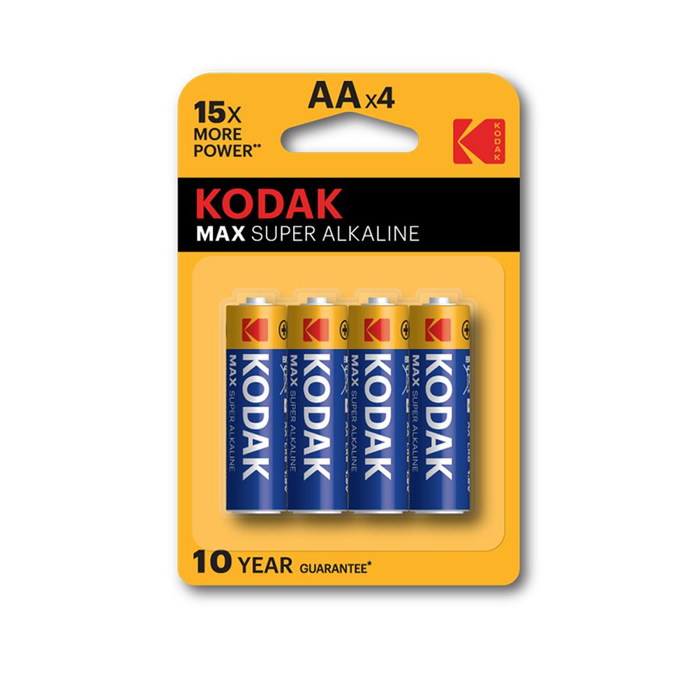 Piles Alcalines AA Kodak Max Super - 4/pqt