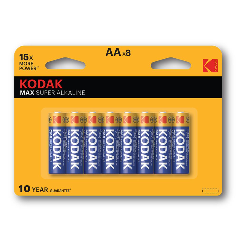 Piles Alcalines AA Kodak Max Super - 8/pqt