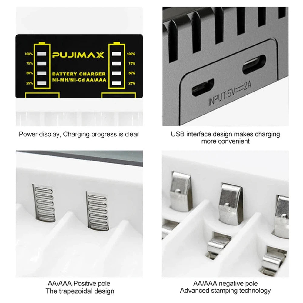 Chargeur USB intelligent pour piles AA & AAA Ni-mh/Ni-cd - 4 bay